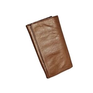 Latico Womens Bronze Leather Wallet Tri fold Floral Interior Multiple Card Slot